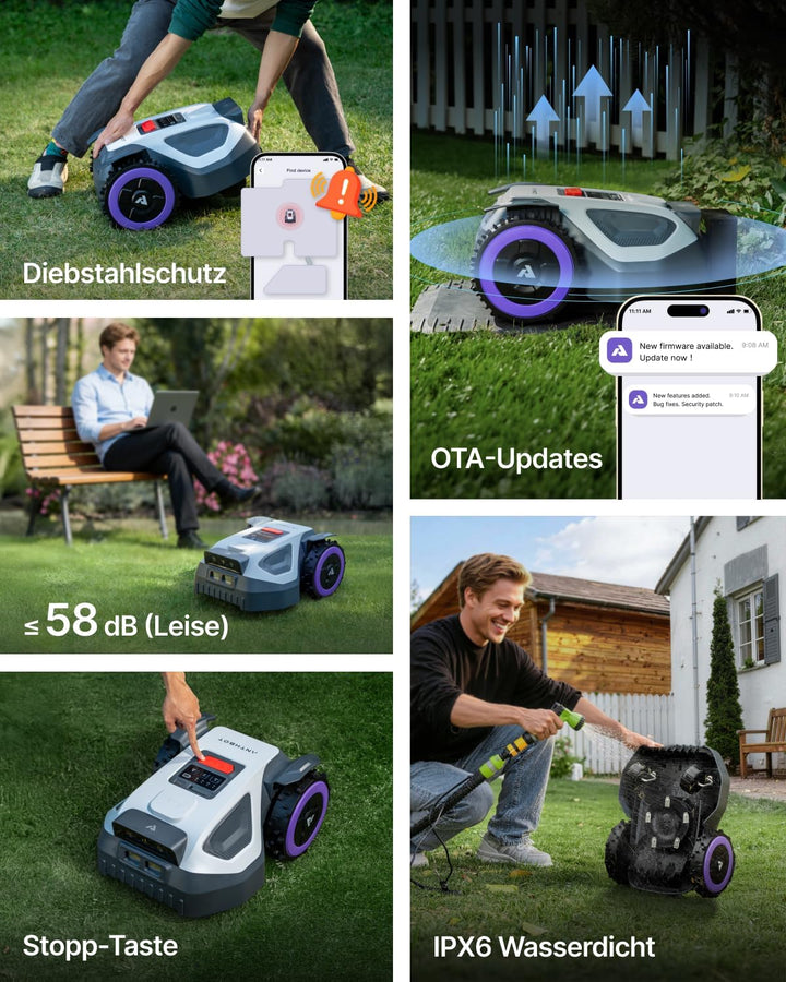 ANTHBOT M9 Rasenmäher Roboter ohne Begrenzungsdraht, RTK-Navigation mit Dual-Vision, KI-Hindernisver