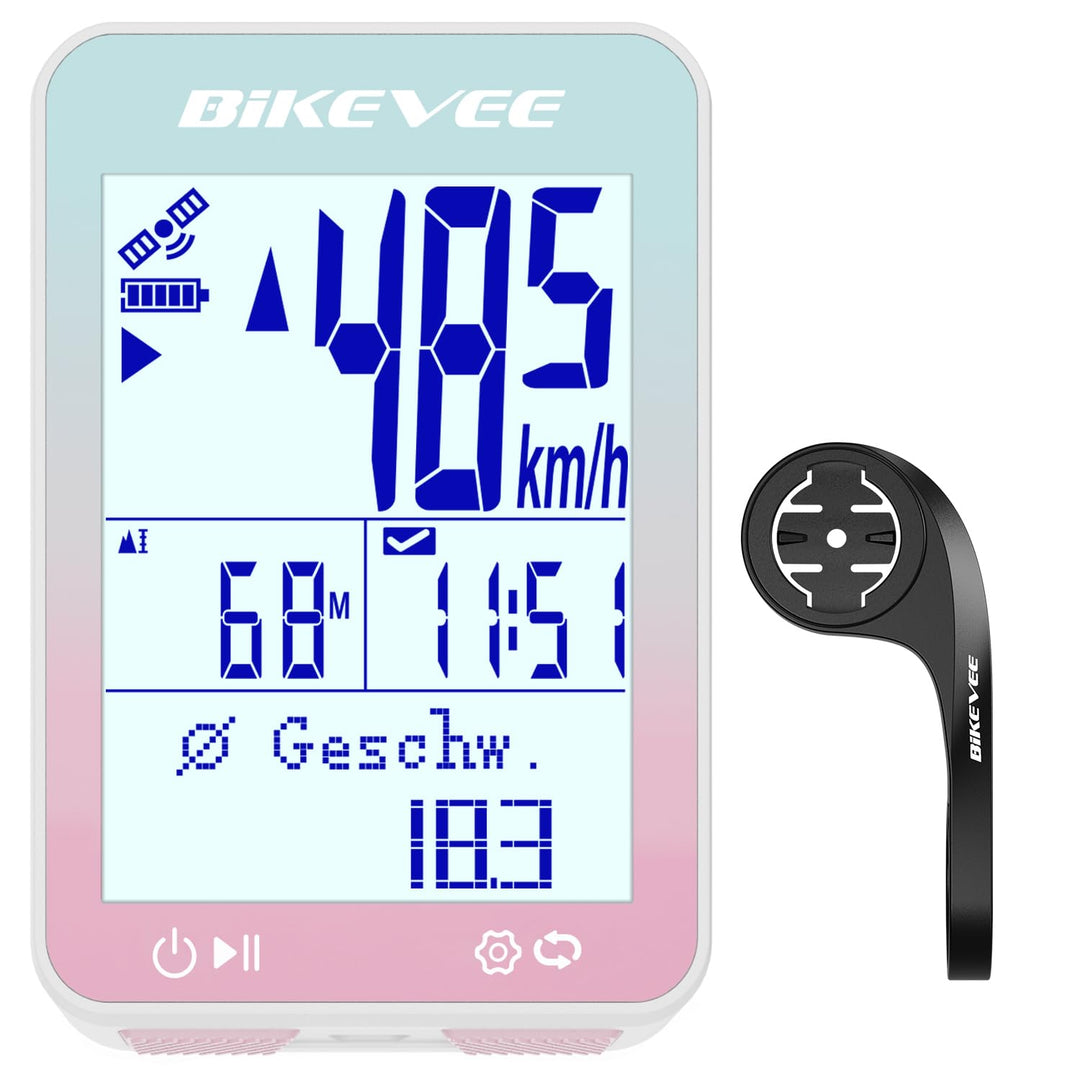 GPS Fahrradcomputer Kabellos IPX7 Wasserdicht 2.4'' FSTN Display 28H Akku Rosa-B【Verlängerte Frontha
