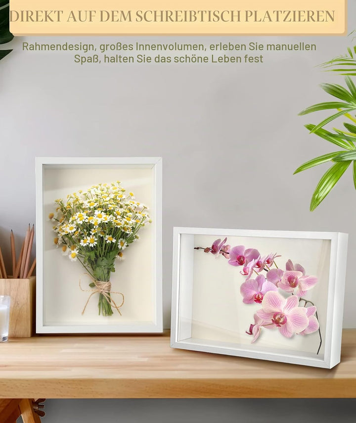 3D Bilderrahmen 23 x 32 cm,Bilderrahmen tief 6cm für Objekte bis 6cm,Tiefer Rahmen mit Transparente