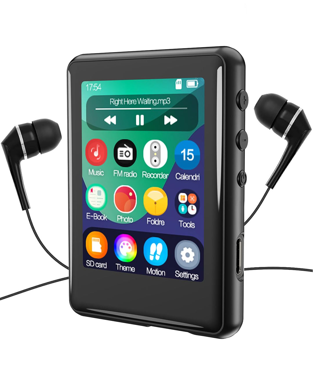 MP3-Player mit Bluetooth 5.3, 16 GB, Full Touchscreen, für Kinder, tragbares Musikgerät mit Lautspre