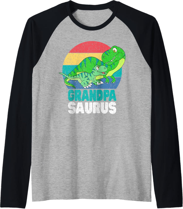 Daddysaurus Dinosaur Grandpa T-Rex Baby Dino Family Matching Raglan