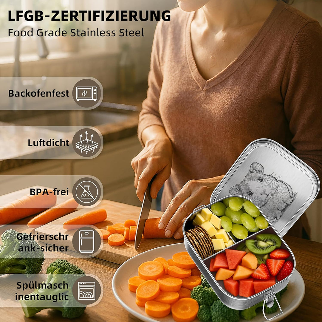 REKITA Edelstahl Brotdose Kind er mit Fächern, 850ML Bento Box, Jausenbox Lunchbox, Personalisierte