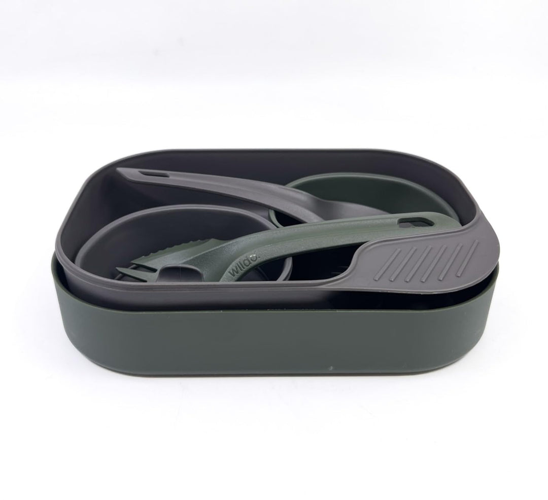 Wildo Wildo CAMP-A-BOX DUO Outdoor Army Geschirr Besteck Überleben Camping Set Olive Green/Dark Grey