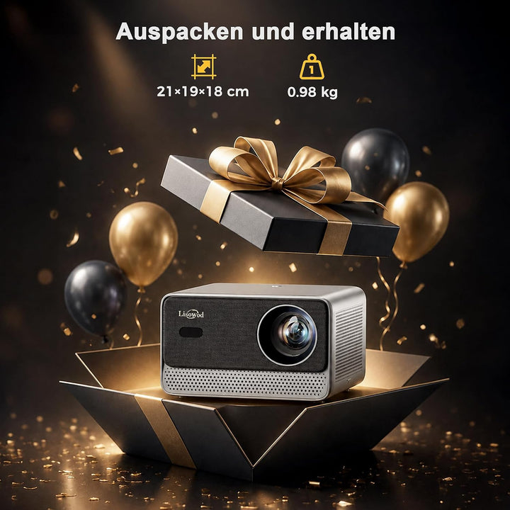 Beamer-4K kompatibel mit Netflix &amp; Dolby Audio, 1080P, Autofokus, HDMI CEC | WiFi 6 &amp; Bluetooth 5.4,