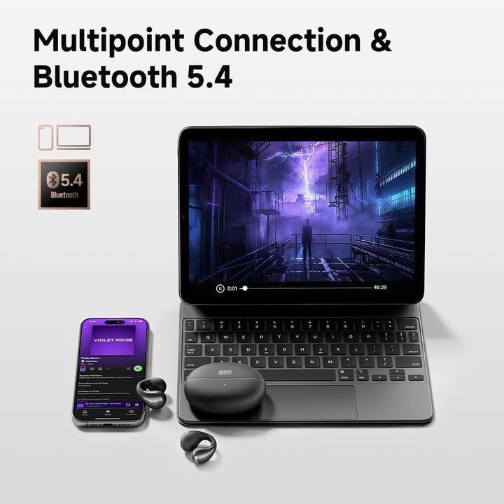 QCY Crossky C30 Open Ear Kopfhörer,Kabellose Bluetooth 5.4 Clip On Kopfhörer,4 Mikrofon ENC Geräusch