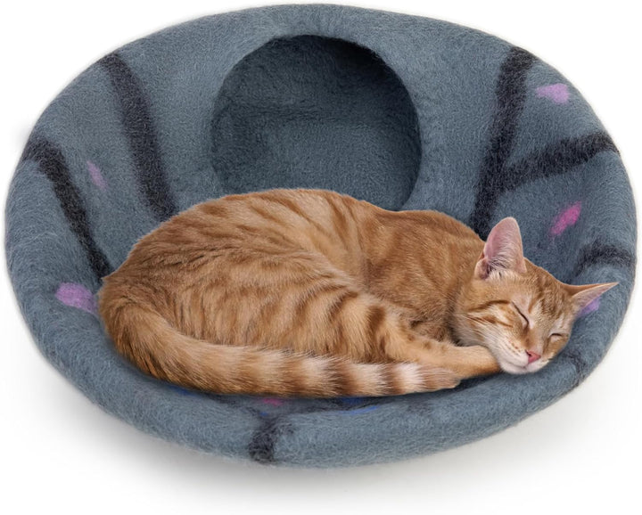 Katzenhöhle aus Wolle, mittelgross, handgefertigt aus 100% Merinowolle, umweltfreundliche Filz-Katze