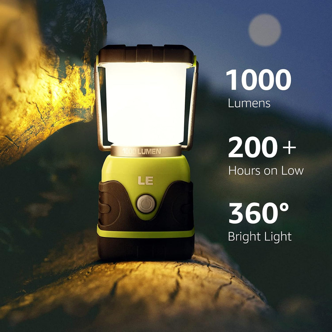 LE LED Campinglampe, Ultra Hell 1000 Lumen, 4 Leuchtmodi Dimmbar Suchscheinwerfer, Batteriebetrieben