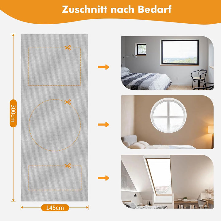 Teamkio Fenster Verdunklungsstoff, 3Mx1.45M Dachfenster Verdunkelung Sonnenschutz für Fenster und Ve