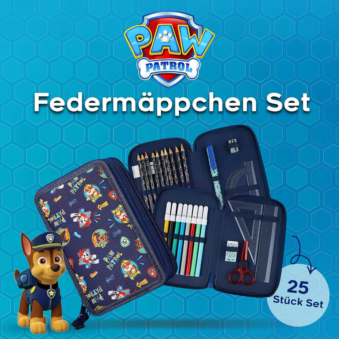 PAW PATROL Federmäppchen Gross Etui Stifte Jungen und Mädchen Stifte Kinder Gefüllt Federmappe Schul