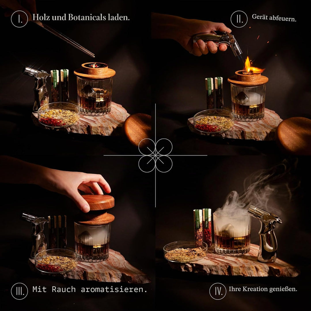 DIY Whiskey & Cocktail Smoker Kit - Premium Wood & Botanical Smoking Kit - Includes 6 Wood Chips, 6