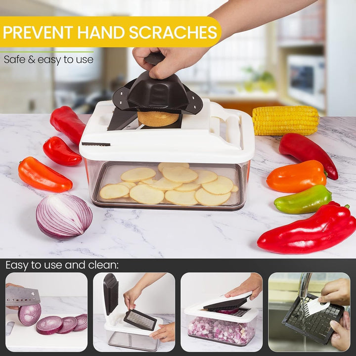 RüK Gemüseschneider, Extra Gross Zerkleinerer Gemüseschneider, Multifunktionaler 10-in-1 Pro Food Ch