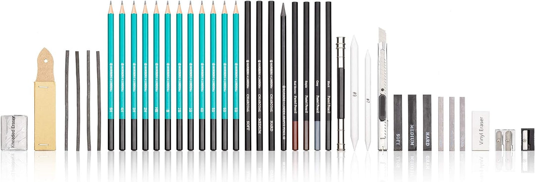 XXL Zeichenset – Skizzierstifte Set & Zeichenkohle Set – Zeichenblock zum Zeichnen & Skizzieren, 100