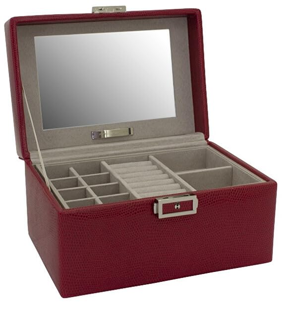 Friedrich Lederwaren Friedrich23 Milano Schmuckkoffer Rot – Feinsynthetik 19x13x11 cm, kompakte Schm