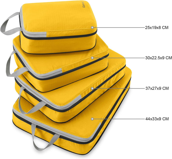 Compression Packing Cubes 3/4er Set, Gonex Kleidertaschen 4-teilig Verpackungswürfel, Kleidertaschen