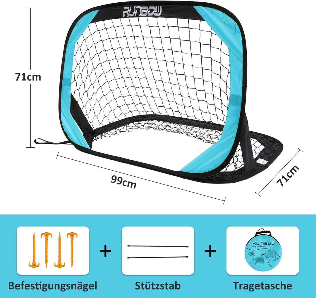 100 x 67 cm Kinder Fussballtor mit Tragebeutel, tragbares Pop-up-Fussballnetz für Hinterhoftraining,
