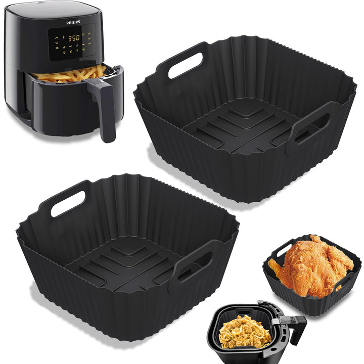 2 Stück Airfryer Silikonform für Philips Essential 4,1L (HD9252, HD9200, HD9255), Zubehör Wiederverw