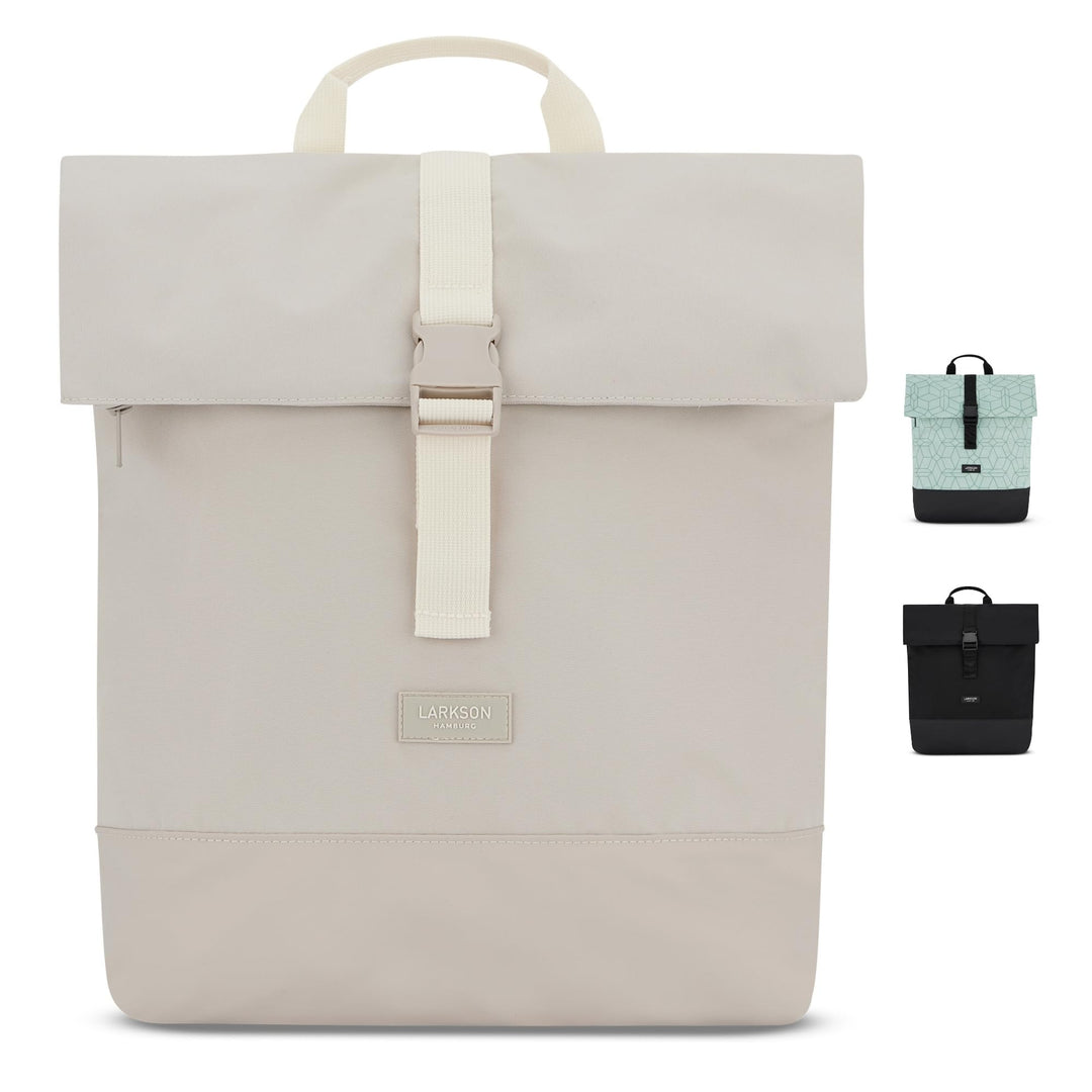 LARKSON Rucksack Damen & Herren Beige - Tammo - Rolltop Daypack für Arbeit Uni Fahrrad - Backpack mi
