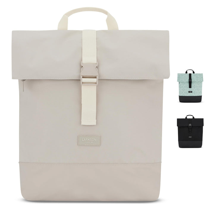 LARKSON Rucksack Damen & Herren Beige - Tammo - Rolltop Daypack für Arbeit Uni Fahrrad - Backpack mi