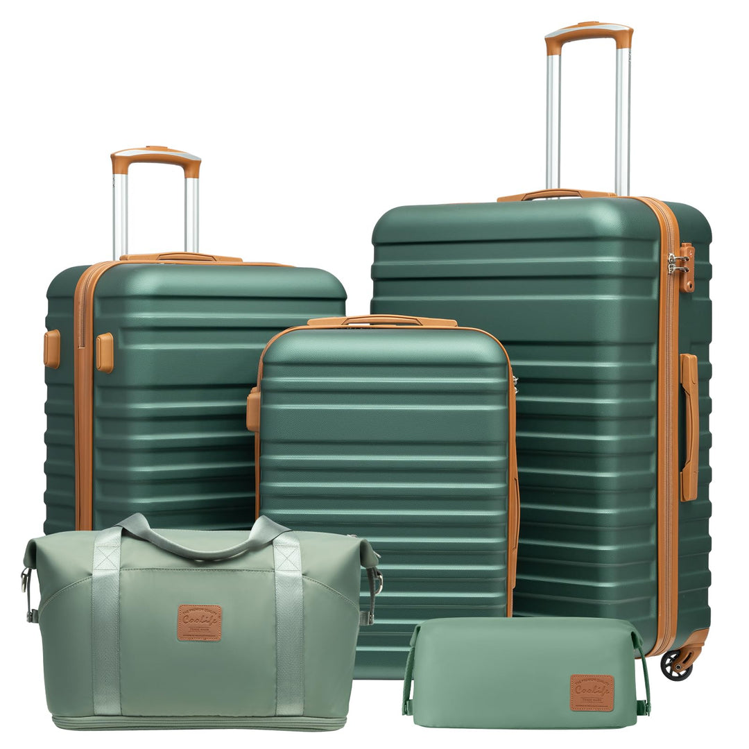 COOLIFE Koffer Trolley Koffer Reisekoffer von ABS Hartschalen Trolley 4 Rollen TSA-Schloss Der Koffe