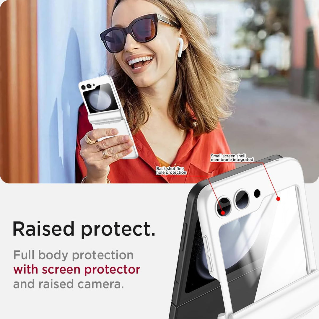 Miimall Kompatibel mit Samsung Galaxy Z Flip 5 Hülle mit Scharnierschutz Magnetischer [Externer Bild