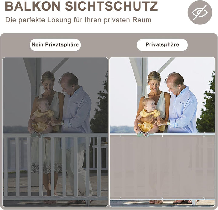 HENG FENG Balkon Sichtschutz 0.8x6m，HDPE Balkonverkleidung wetterfest, UV-Schutz, Atmungsaktiv,mit K