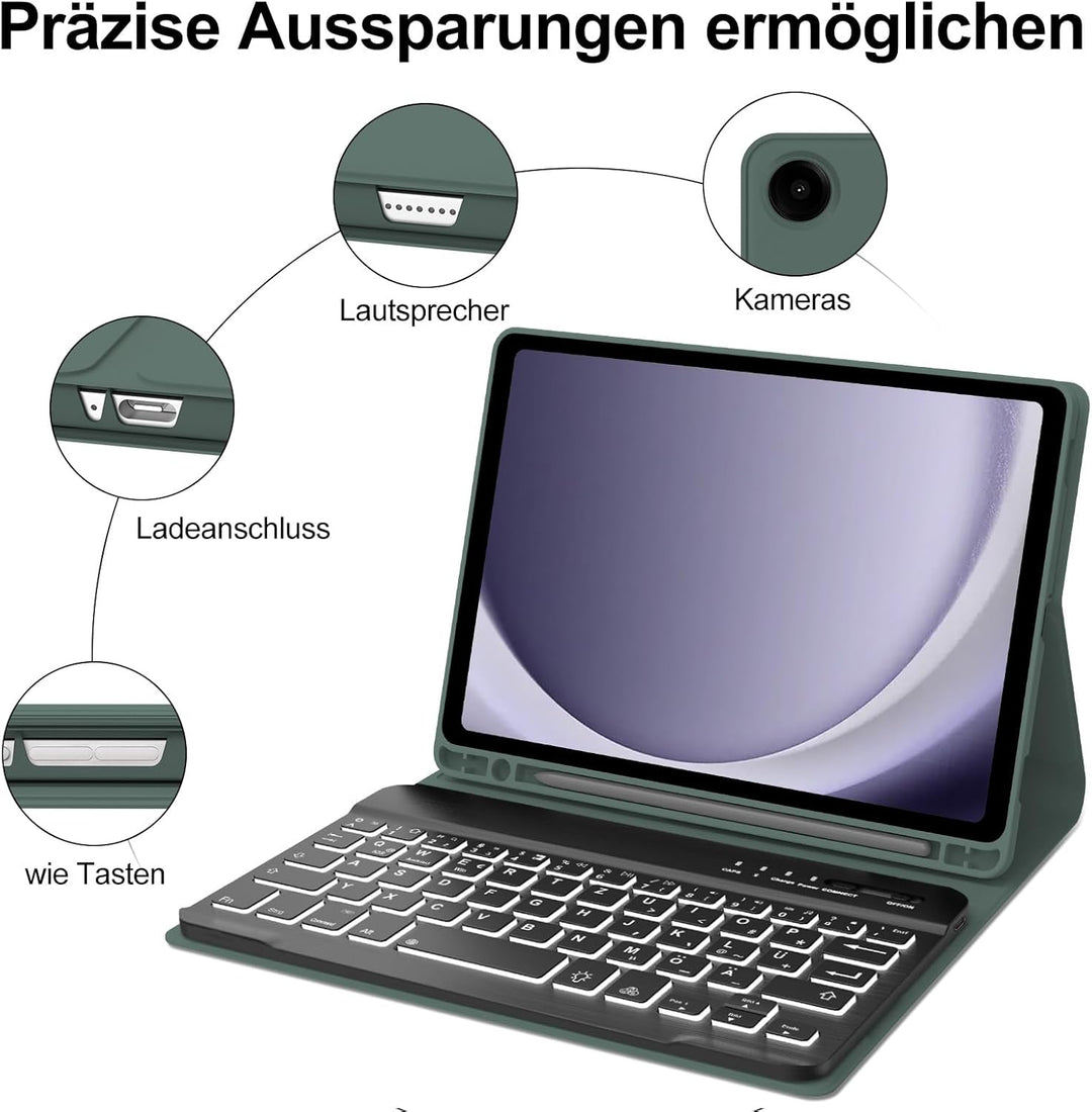 IVEOPPE Hülle mit Tastatur für Samsung Galaxy Tab A9 8.7", Tastatur für Samsung Tablet A9 2023, Magn