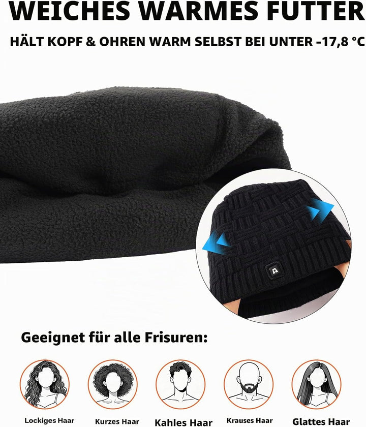 ARRIS Beheizte Mütze, elektrisch, beheizt, Beanie-Kopfwärmer, mit 7,4 V wiederaufladbarem Akku, für
