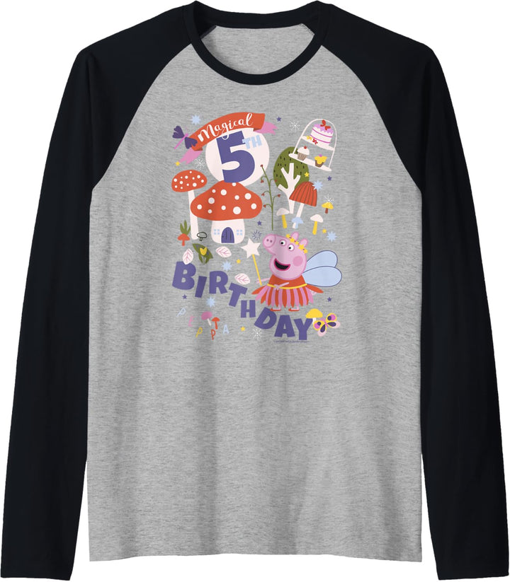 Peppa Pig Magical 5th Alles Gute zum Geburtstag Raglan