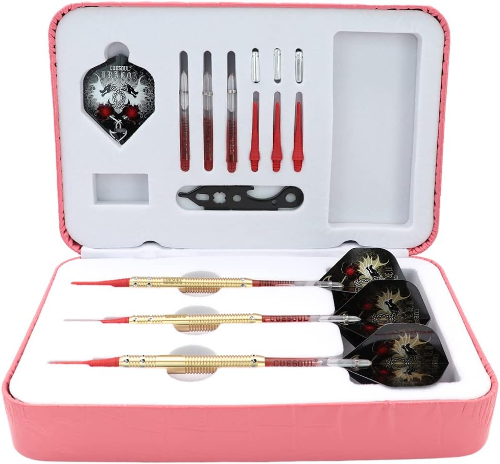 Cuesoul 16 Grams Deluxe Soft Tip Darts Set with Luxury Case（Dragon Series） JL-STL-B1108+D601, JL-STL