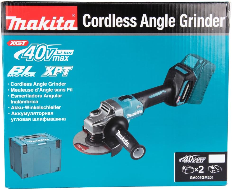 Makita GA005GM201 Akku-Winkelschleifer 40V max. / 4,0 Ah, 2 Akkus + Ladegerät im MAKPAC mit 2 Akkus