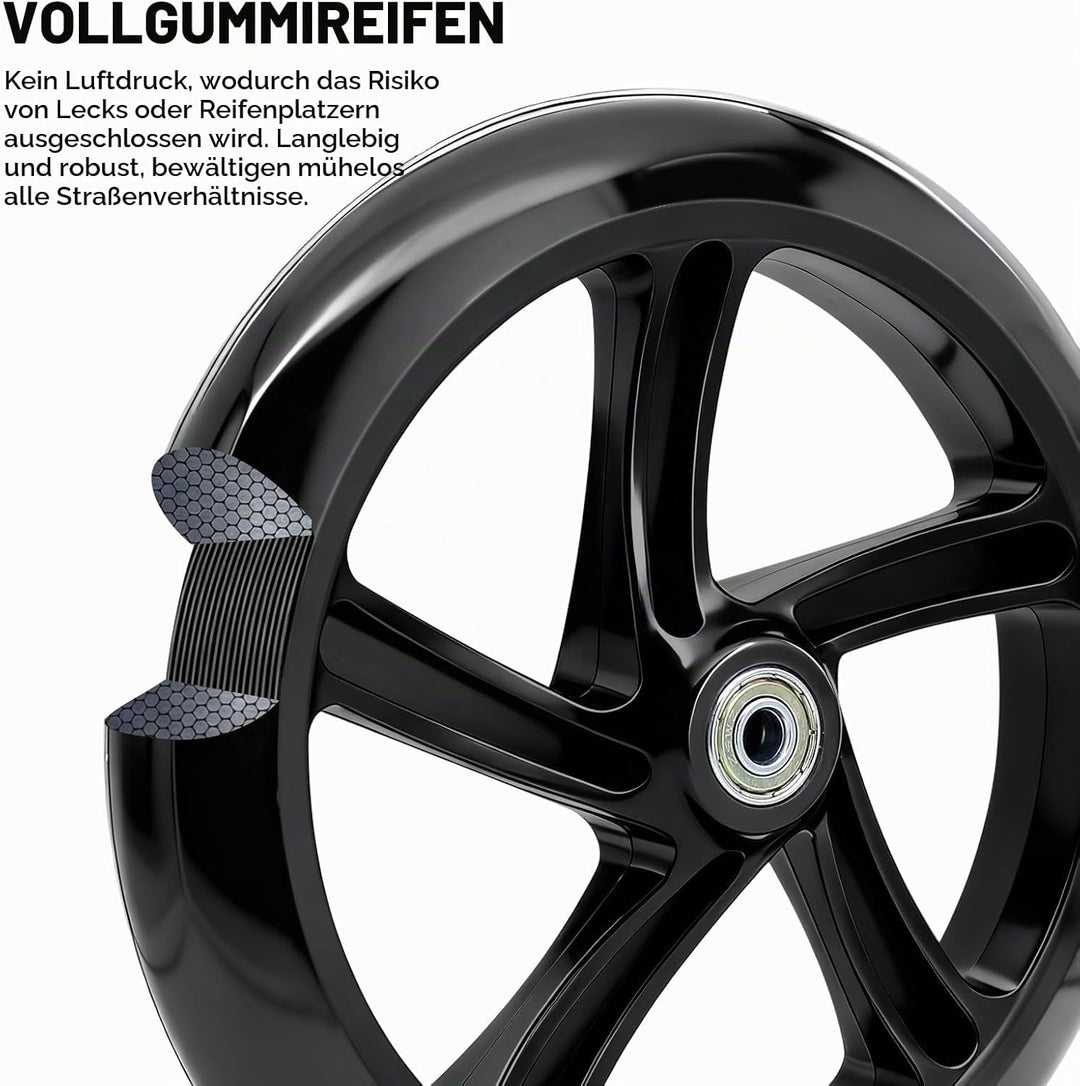 2 Stück 200mm Scooter Rollen mit ABEC-9 Lager, Anti-Rutsch Roller Räder, Cityroller Reifen Ersatzräd
