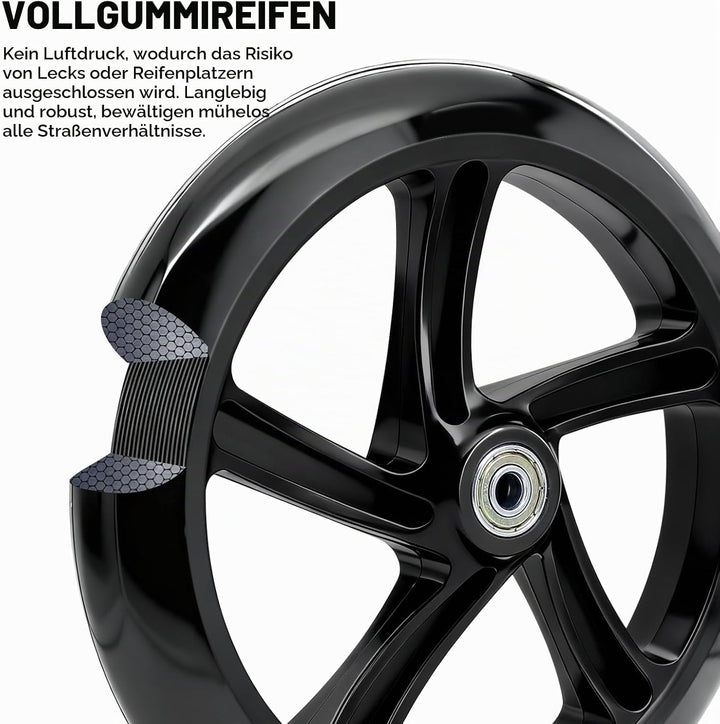 2 Stück 200mm Scooter Rollen mit ABEC-9 Lager, Anti-Rutsch Roller Räder, Cityroller Reifen Ersatzräd