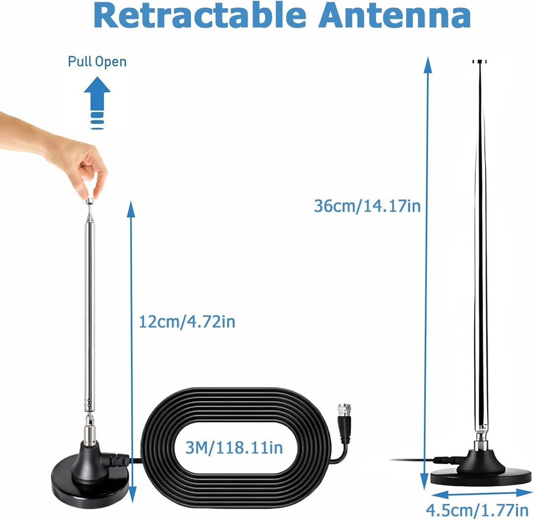 Dab Antenne, Fm Dipolantenne, Radio Antenne Mit 3m Verlängerungskabel, Digitale Teleskopantenne Für