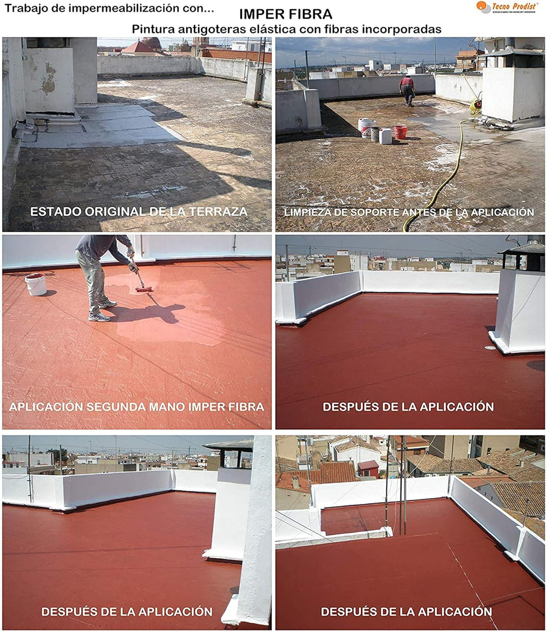 Tecno Prodist IMPER FASER (10 Kg, rot) Elastische Imprägnierfarbe für Terrassen mit integrierten Fas