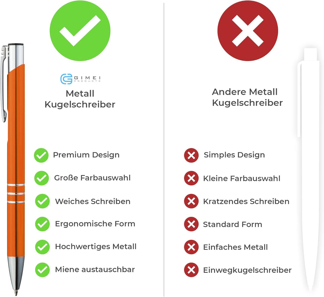 GIMEI® Metall Kugelschreiber 20 Stück | Premium Kugelschreiber Set Hochwertig, Kulli für einfaches &