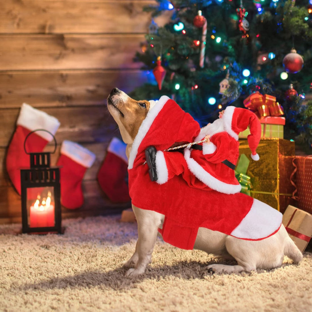 RANYPET Hund Santa Claus Reiten Weihnachtskostüm, Premium Haustier Kleidung Weihnachten Reiten Outfi