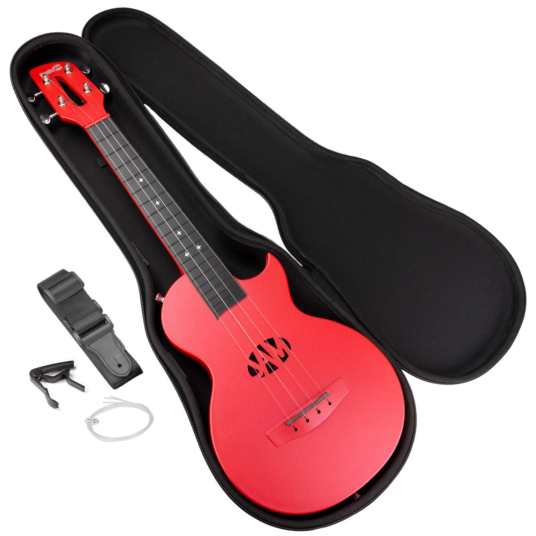 RockJam Carbon Fibre Ukulele with Case rot, rot