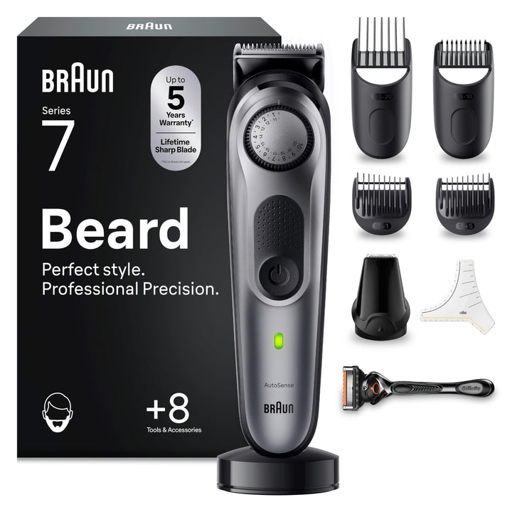 Braun Barttrimmer, Trimmer/Haarschneider Herren, Haarschneidemaschine Profi, 40 Einstellungen, Lades