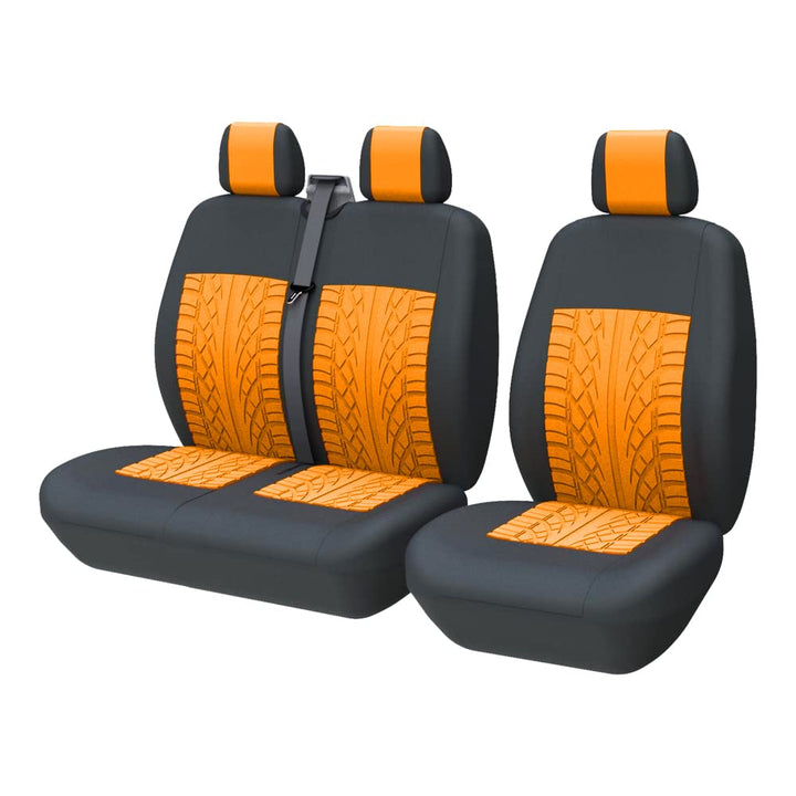 TOYOUN Universal Sitzbezüge Auto für Transporter LKW Vordersitze Autositzbezüge 3D-Reifen-Spur-Muste