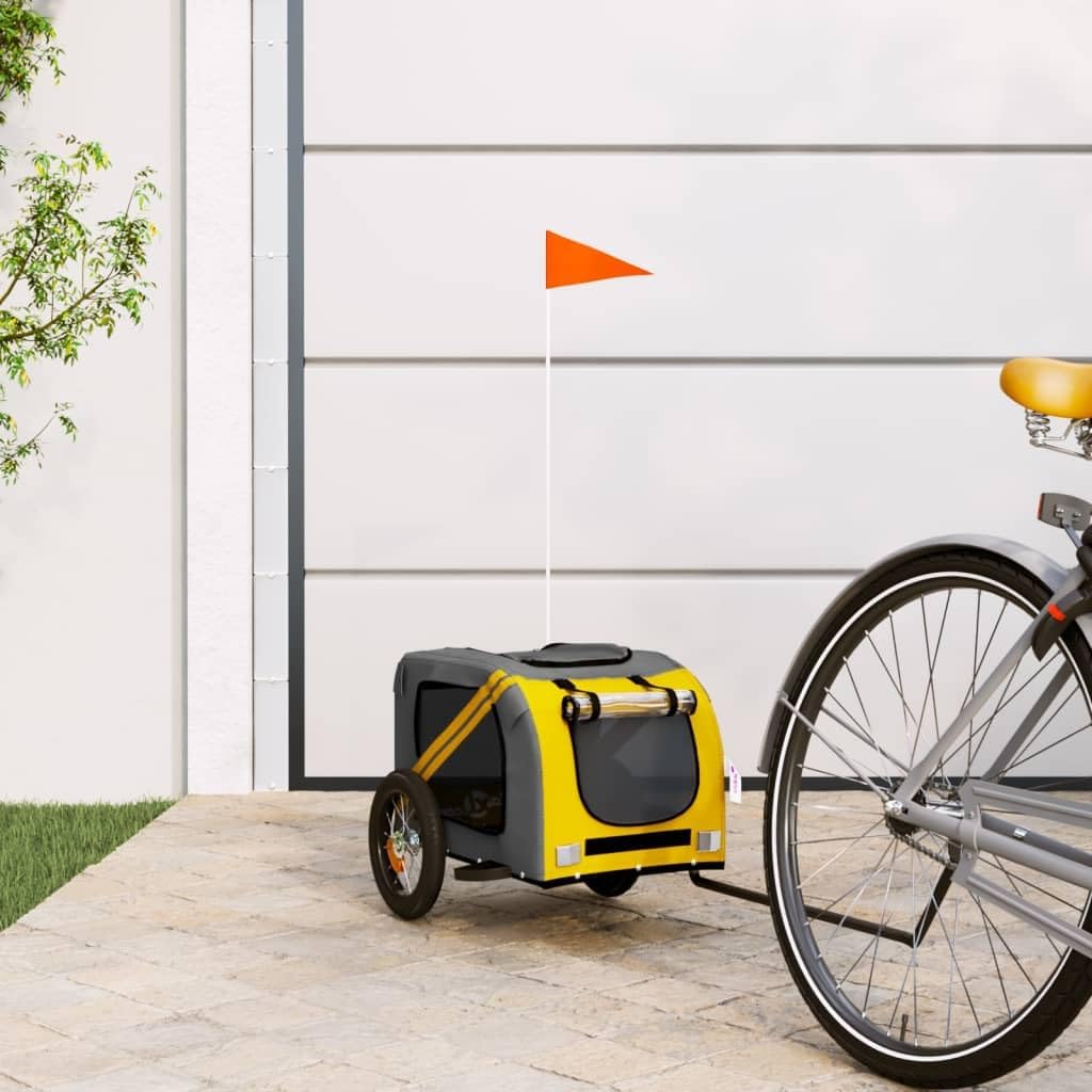 vidaXL Fahrradanhänger für Hunde, Hundeanhänger für Fahrrad, Hundefahrradanhänger mit Reflektoren Fl