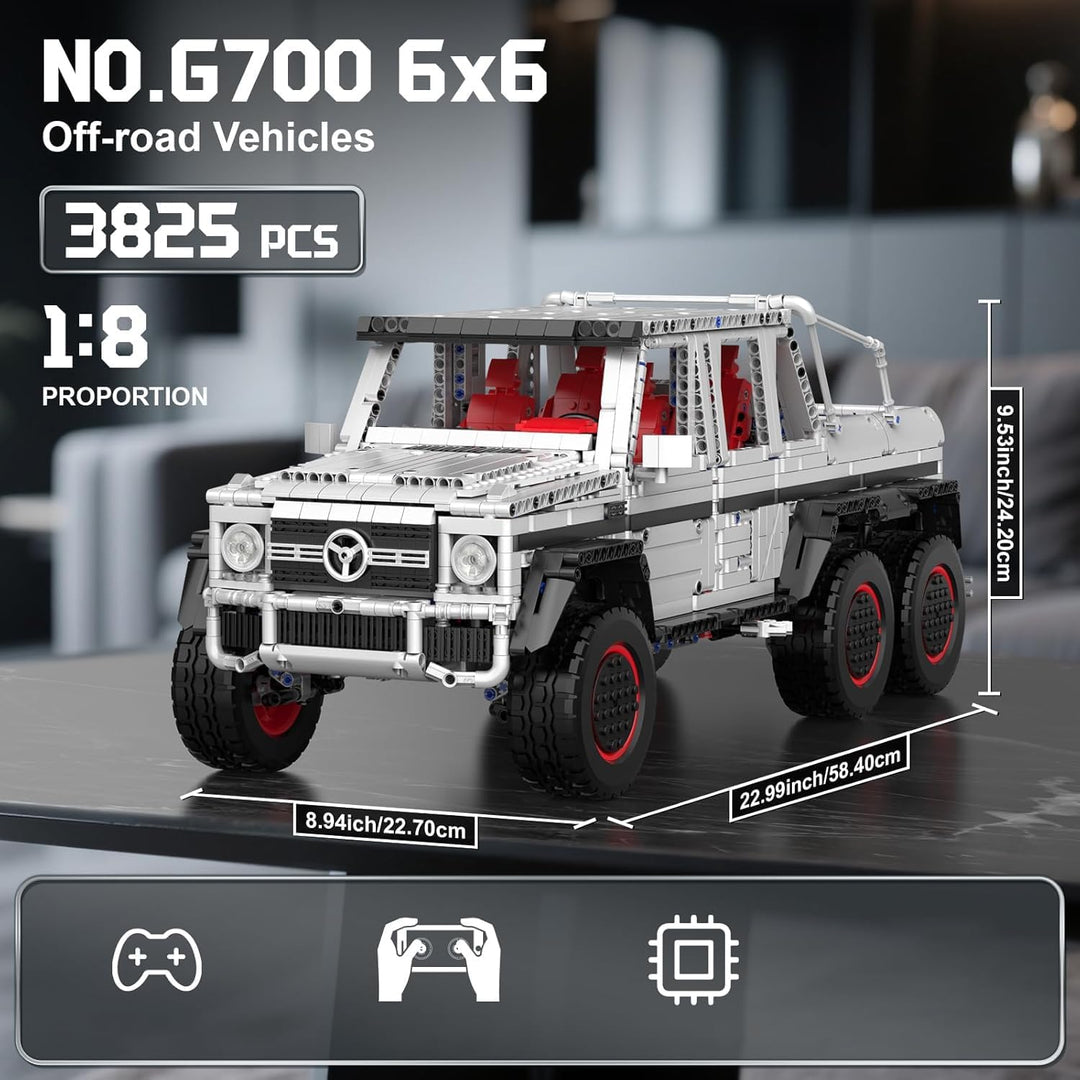 Mould King 13061 Technik Offroad G700 Pickup-Bausätze, 6×6 Spielzeugauto, Detailreicher Modellbausat
