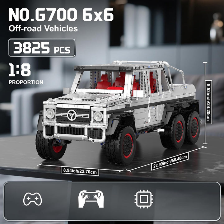 Mould King 13061 Technik Offroad G700 Pickup-Bausätze, 6×6 Spielzeugauto, Detailreicher Modellbausat