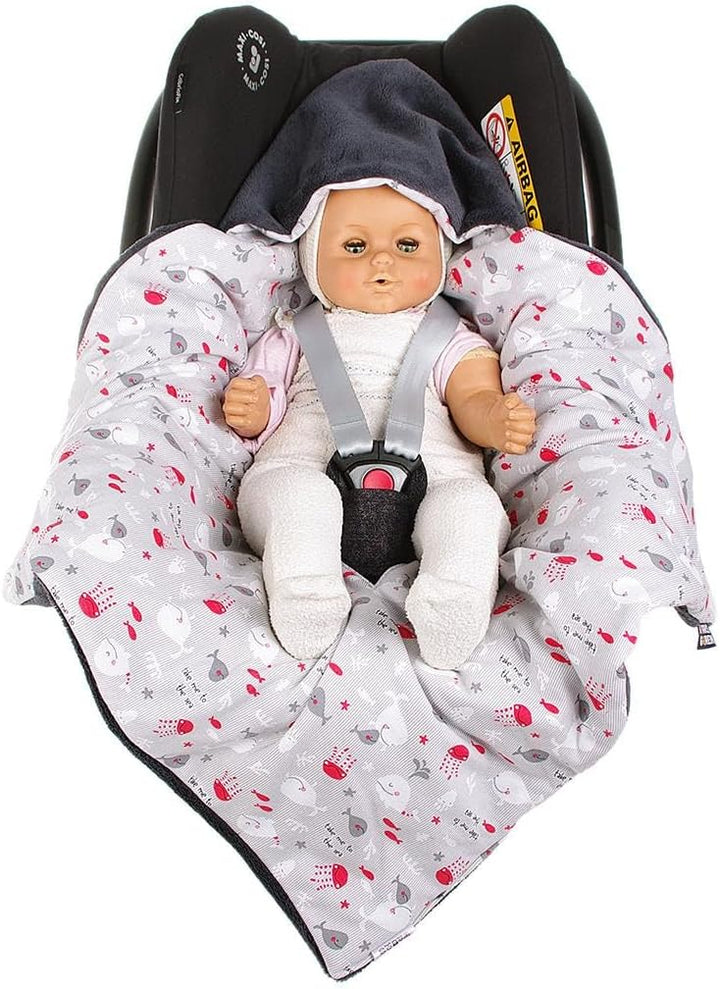 Einschlagdecke für die Babyschale Babyschalenfusssack Sommer Fusssack (Grau, Fisch) Grau Fisch, Grau