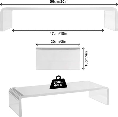 Duronic DM053 Monitorständer | 50 x 20 cm Acrylglasplatte | Bis 30 kg | Ergonomischer Bildschirmstän