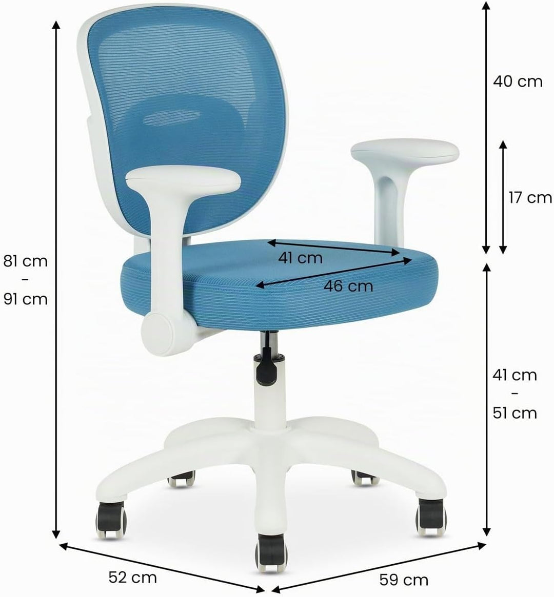 IDIMEX Kinderdrehstuhl Amelia höhenverstellbar mit Armlehnen in blau - Ergonomischer Kinder-Schreibt