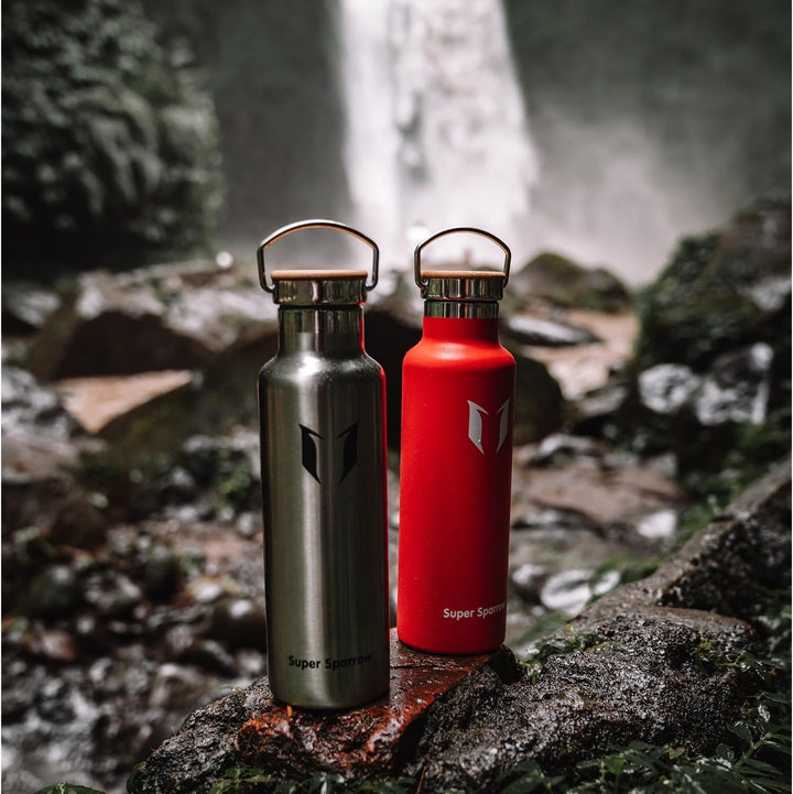 Sparrow Edelstahl Trinkflasche- 0.5L/0.75L/1L- Thermosflasche mit Strohhalm | Wasserflasche Auslaufs