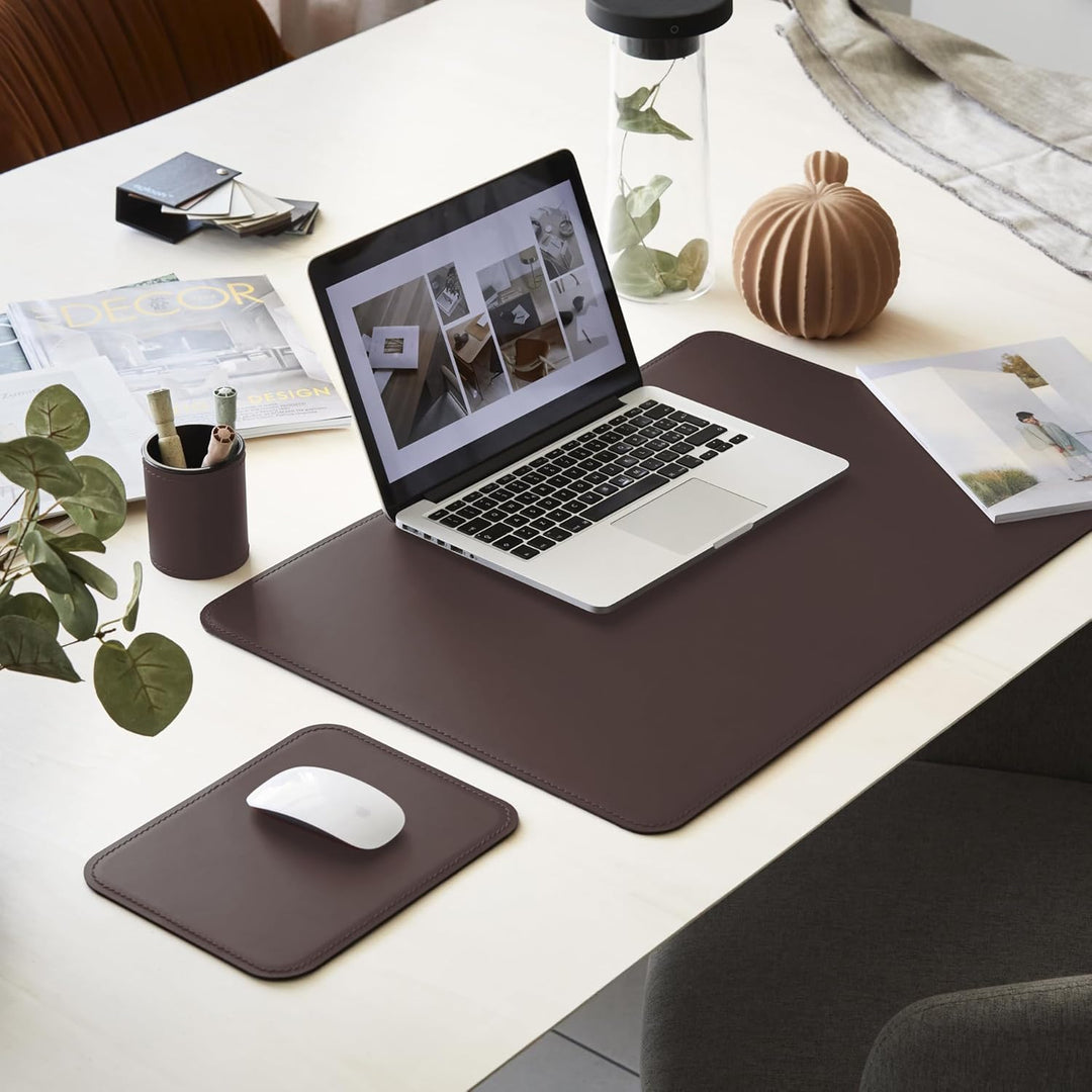 eglooh - Herms - Mauspad aus Leder Dunkel Braun cm 25x20 - Mousepad für Schreibtisch und Büro, handw