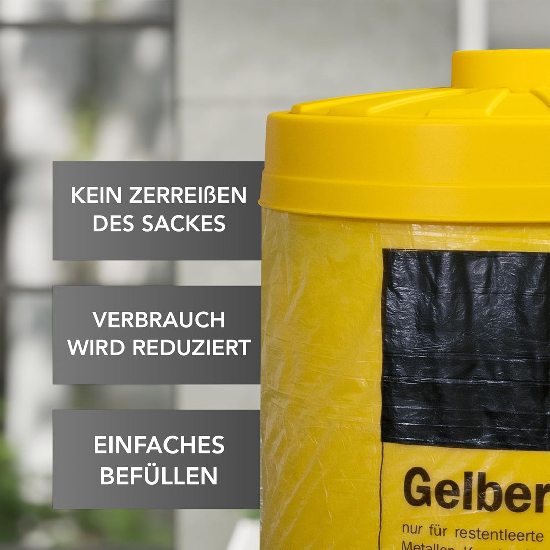 clevere Einfüllhilfe für Gelbe Säcke - Sacktonne gelb mit Deckel - Gelbe Säcke Werden Stabiler - Stä
