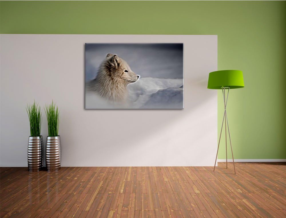 Anmutiger Polarfuchs im Schnee Deluxe Format: 100x70 cm auf Leinwand, XXL riesige Bilder fertig gera