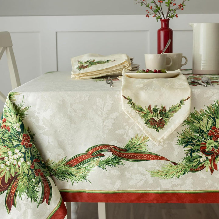 Benson Mills Tischdecke mit Weihnachtsbändern, Bedruckt, für Winter, Urlaub und Weihnachten (152,4 x